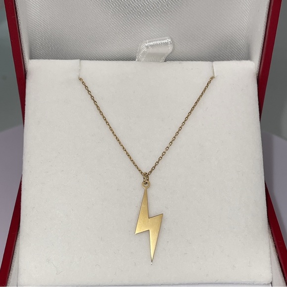 Solid Stamped 10K Yellow Gold Lightning Pendant Bolt Necklace (not 14K) Vintage - Picture 5 of 10